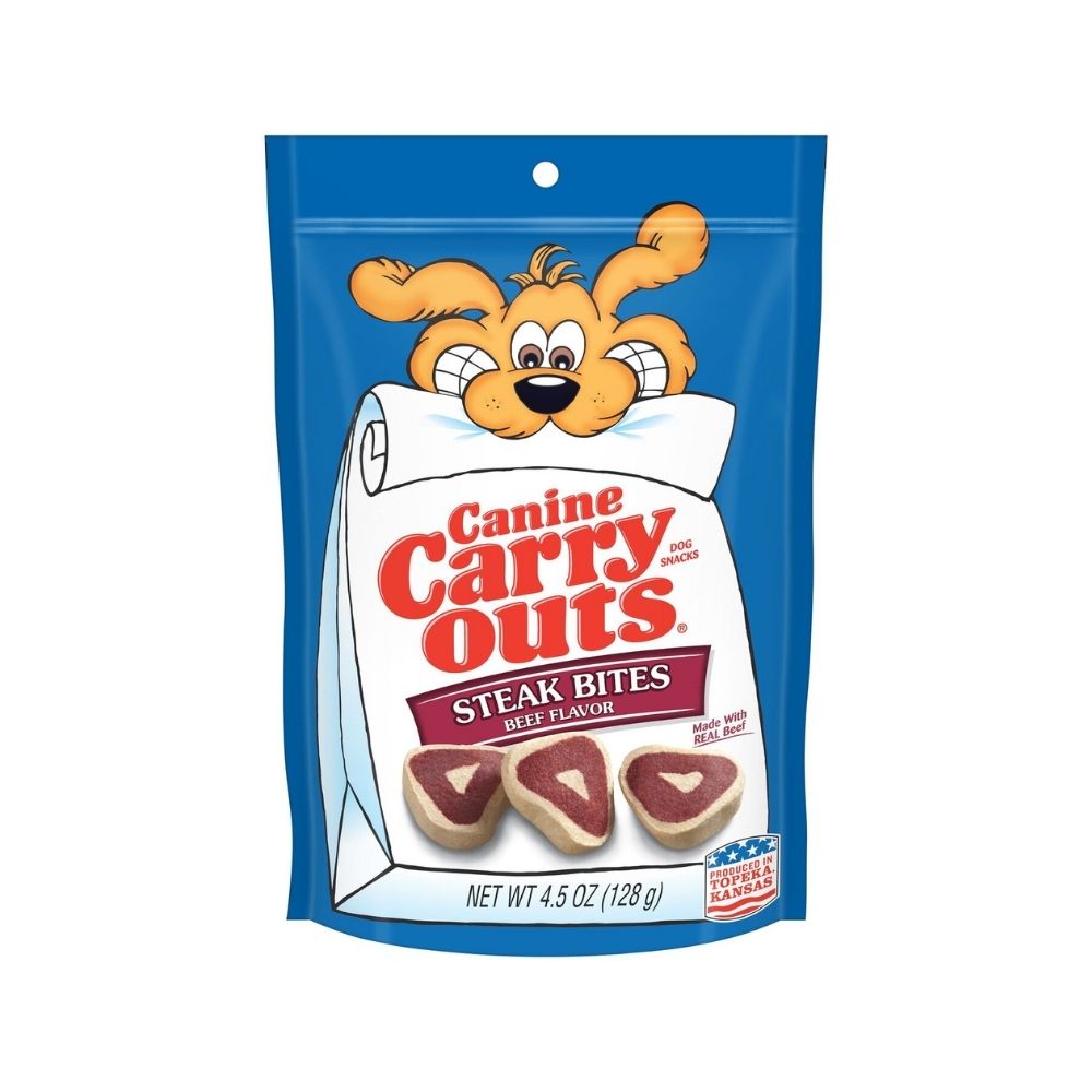 Canine Carry Outs Golosinas para Perro Steak Bites - Forma de Carne Asada