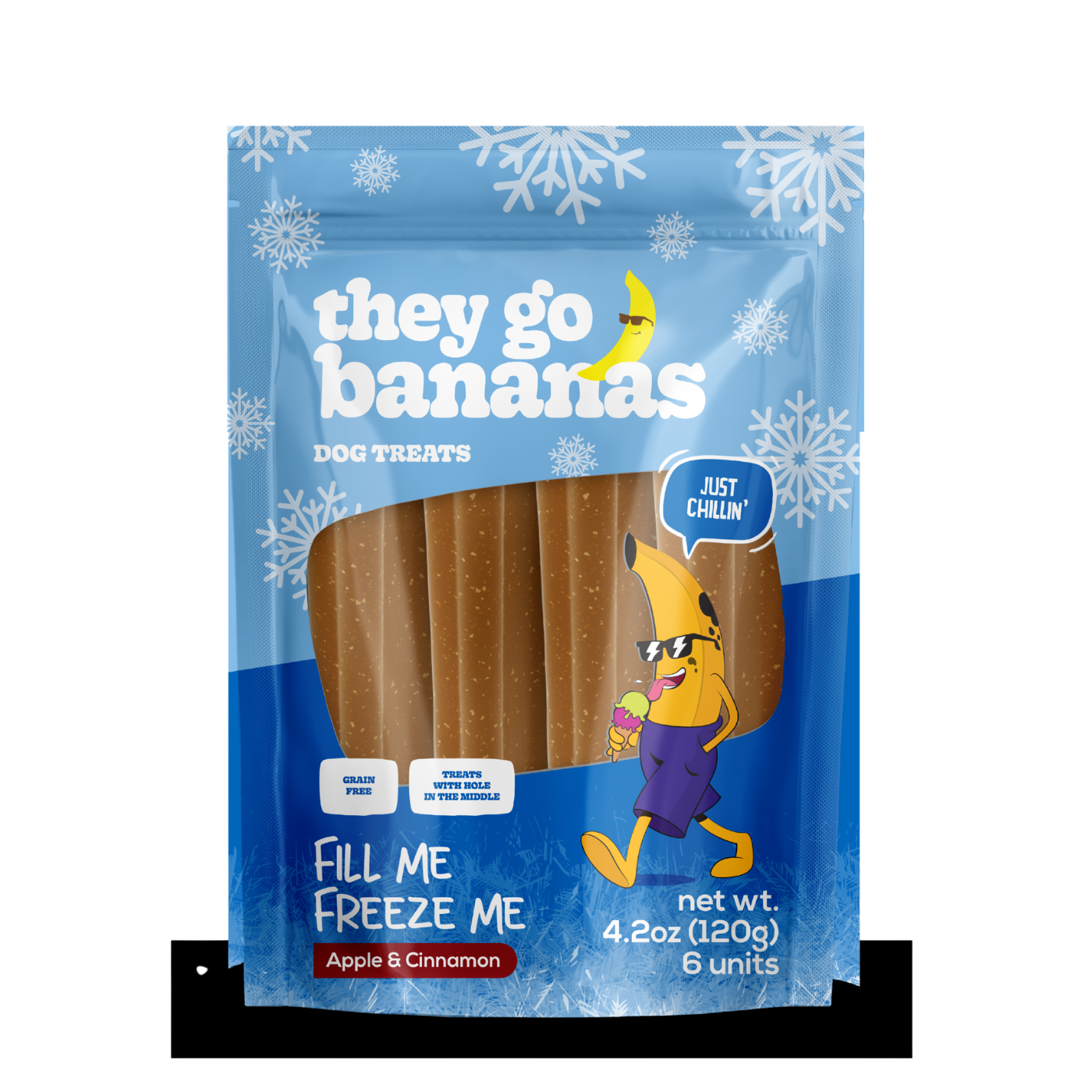 They Go Bananas Snack Perros Rellenable y Congelable Fresa y Arándano (120g)