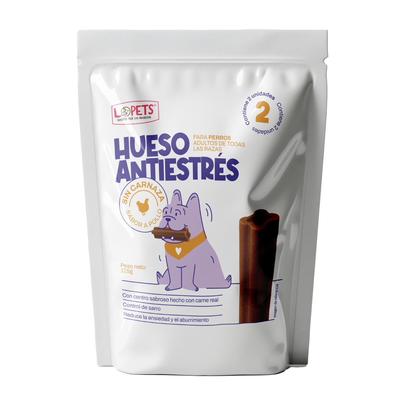 Hueso Antiestrés Sabor a Pollo (125g)