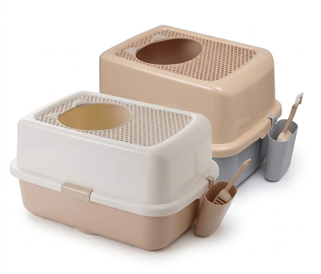 Arenero cerrado para gatos con pala